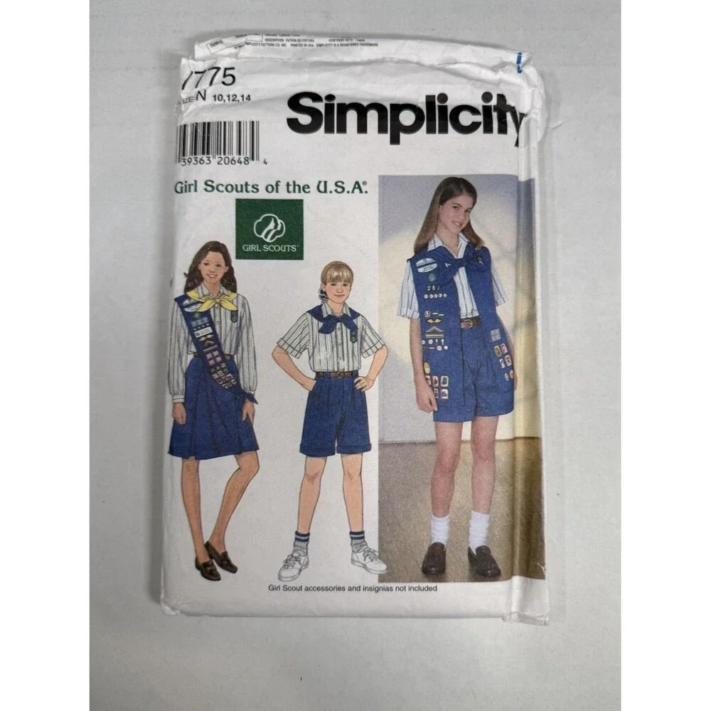 Simplicity Girl Scouts USA Uniform Patterns 7775 7776 7777 Cut 1990s, lot 3